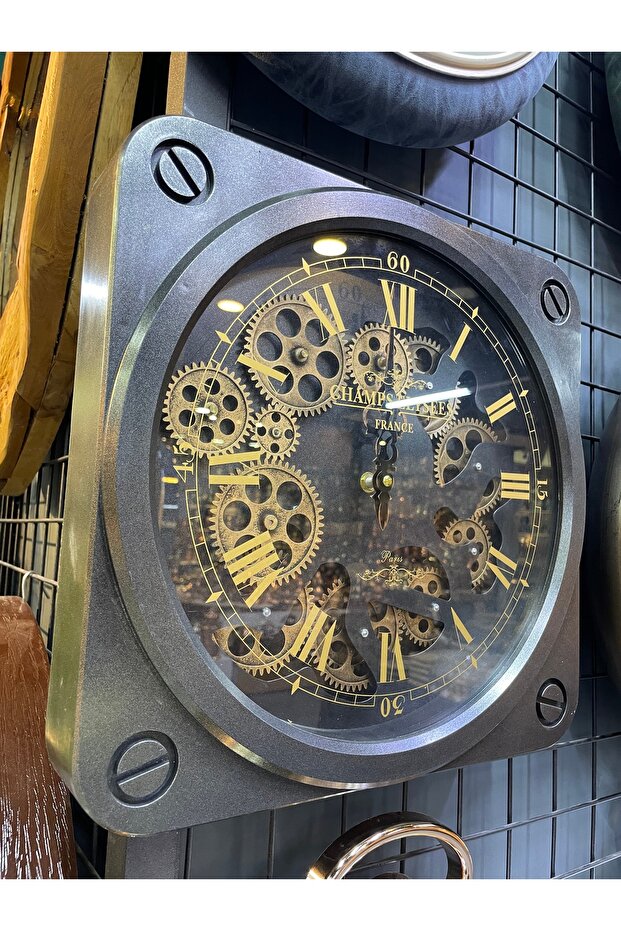 Çarklı kare model duvar saati - 2