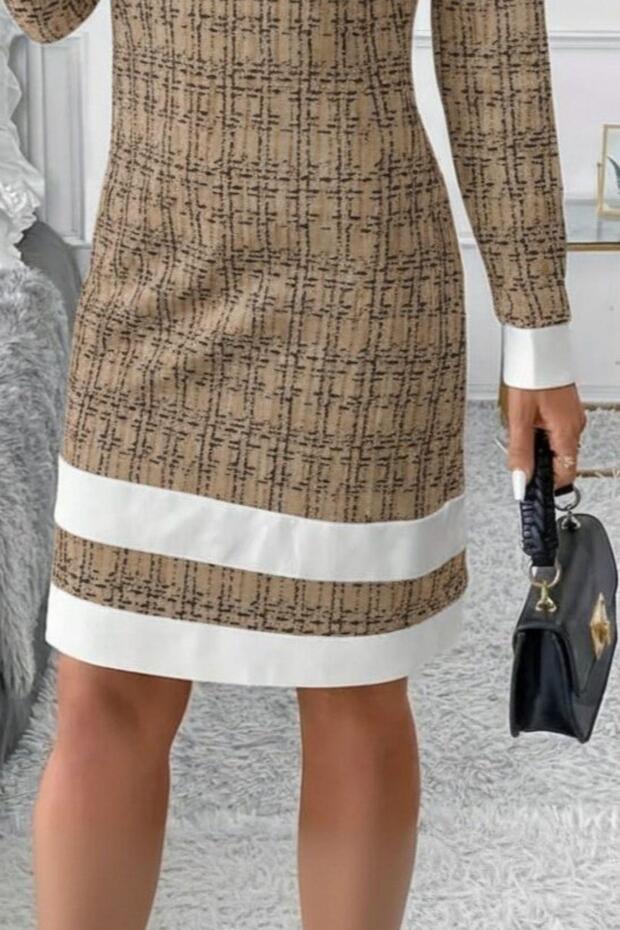 Şerit Detaylı Mini Dokuma Elbise - 3