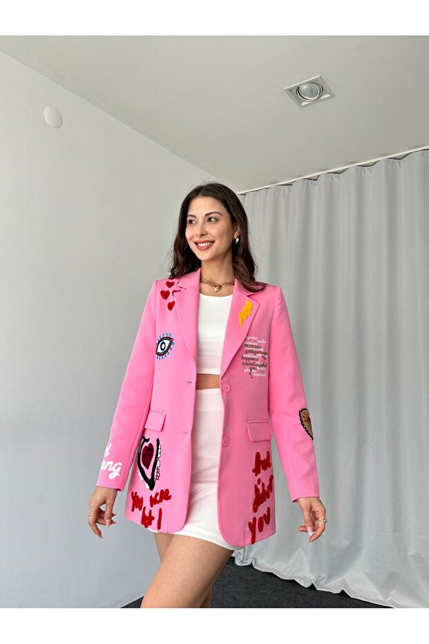 KADIN NAKIŞLI TASARIM CEKET - 5