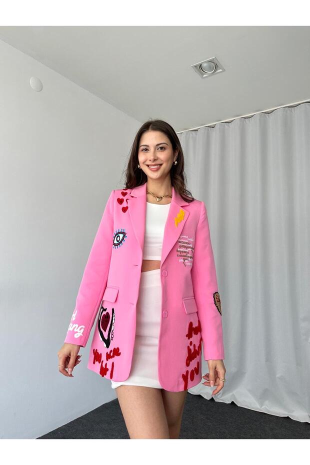 KADIN NAKIŞLI TASARIM CEKET - 1