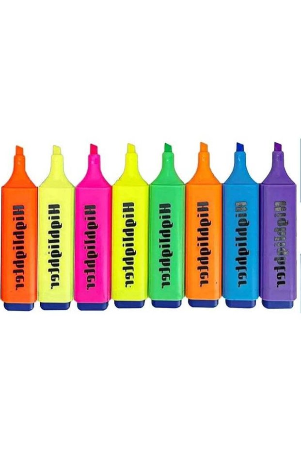8-Piece Highlighter Pen Set – Candy Color Fluorescent Markers with 4mm Oblique Tip