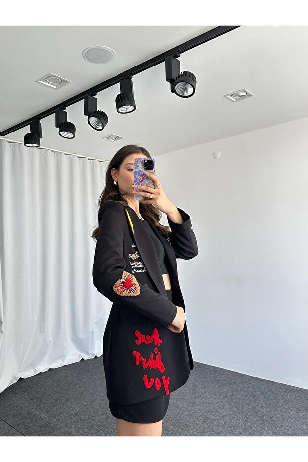 KADIN NAKIŞLI TASARIM CEKET - 7