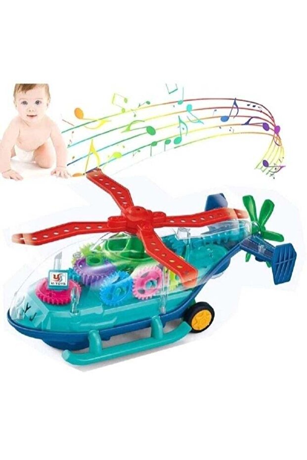 Kids Transparent Plastic Toy Helicopter Electric Copter with Light and Music