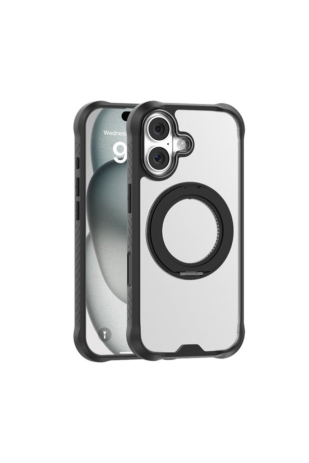 iPhone 17 Compatible Case M-Safeli Finger Ring Stand Airbag Obsidian Series Cover Black