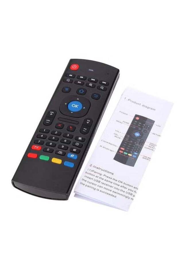 Portable 2.4G Wireless Keyboard Controller Air Mouse Remote Control for Smart TV Black