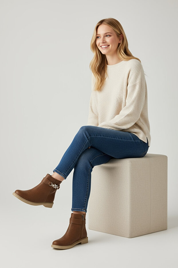 Kadın Taşlı Bootie & Bot - 1