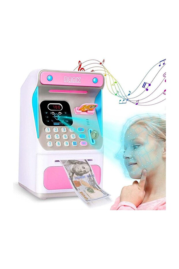 Electronic Money Bank with Face Recognition & Password Lock (Pink)