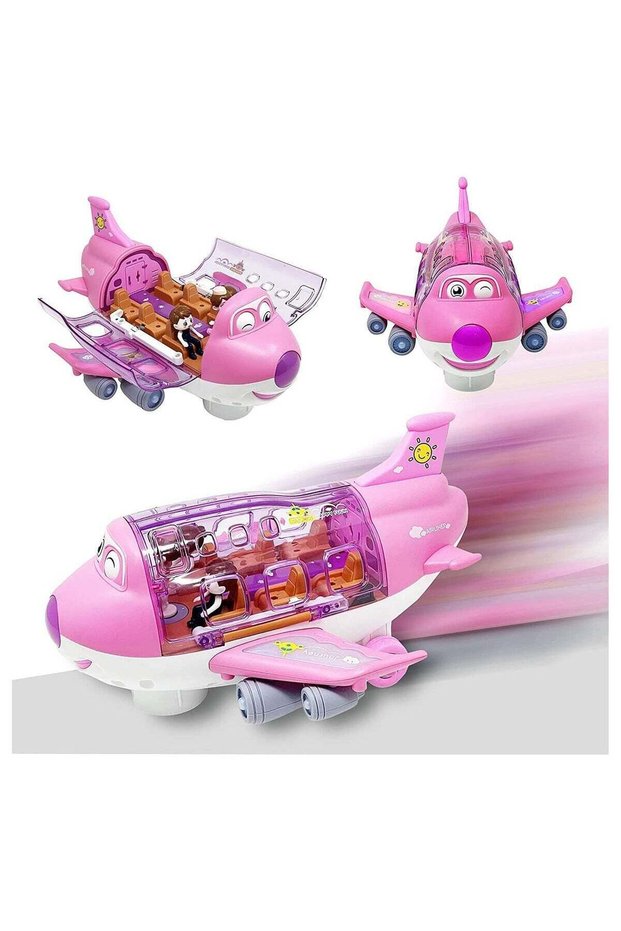 Pink Kids Airplane Toy with Lights, Music & 360° Wheels, Ages 2-7