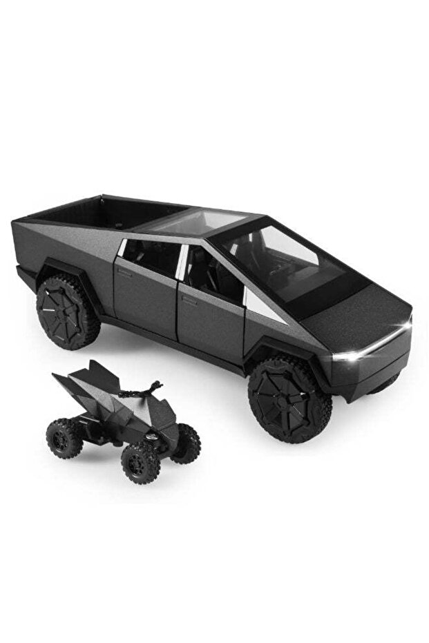 1:24 Tesla Cybertruck Diecast Model with Motorcycle
