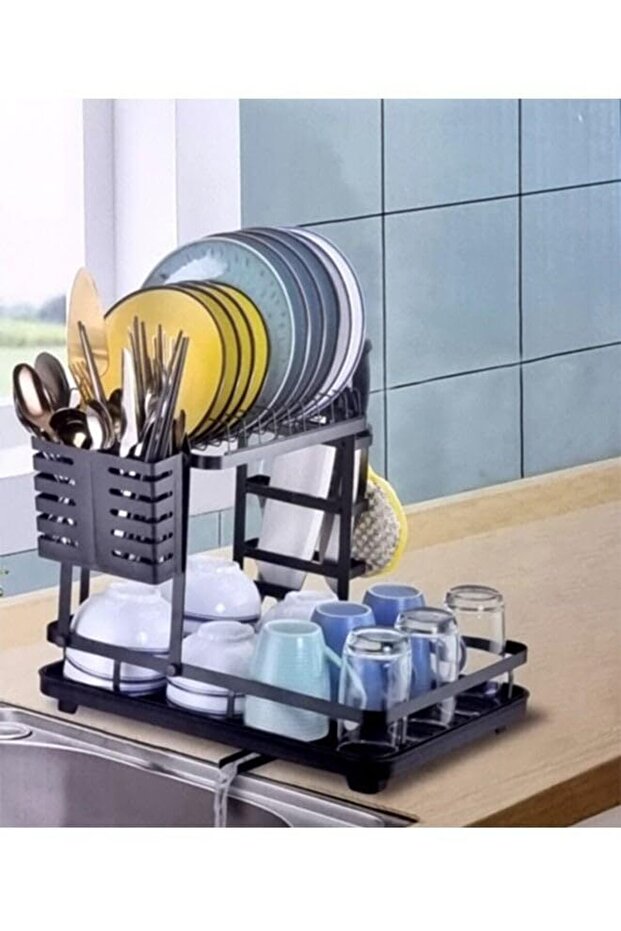 2 Tier Dish Rack With Drain Board