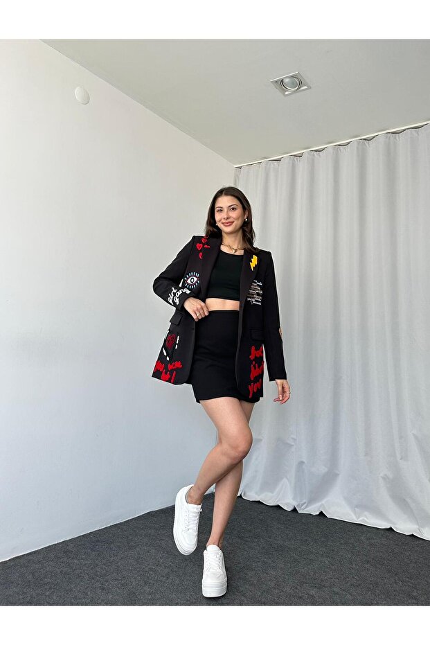 KADIN NAKIŞLI TASARIM CEKET - 9