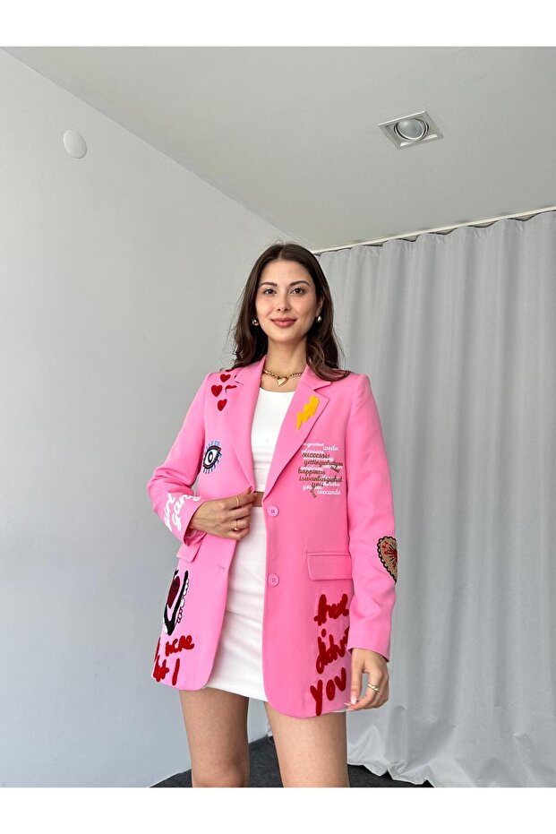 KADIN NAKIŞLI TASARIM CEKET - 4