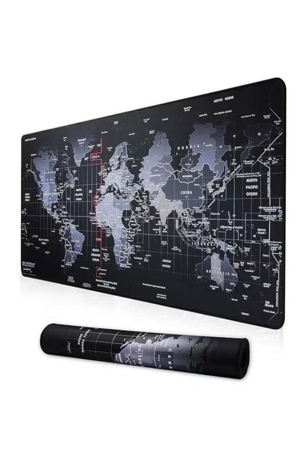 Gaming Mouse Pad 90x40cm - World Map, Anti-Skid Rubber Base, Stitched Edges