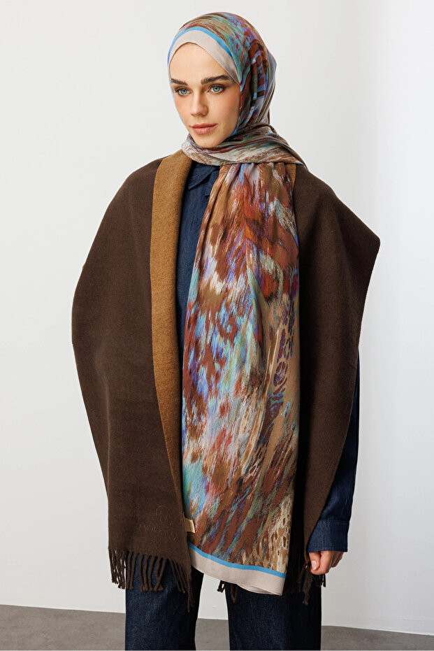 Blue Leopard Pattern Hemp Shawl - 3