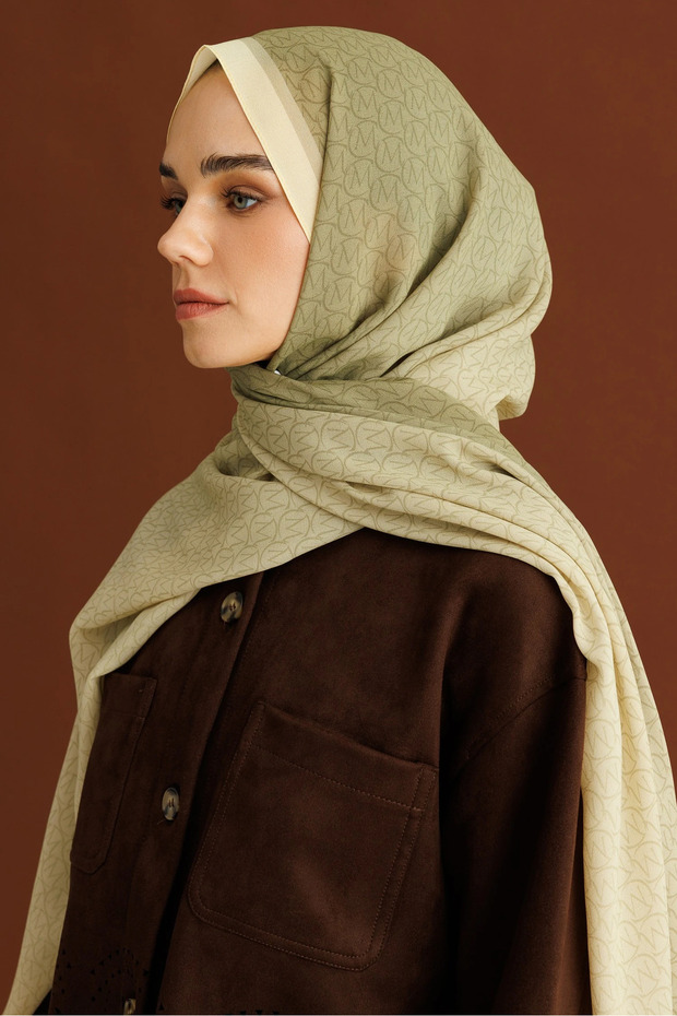 Defne Monogram Hebei İpek Şal - 5