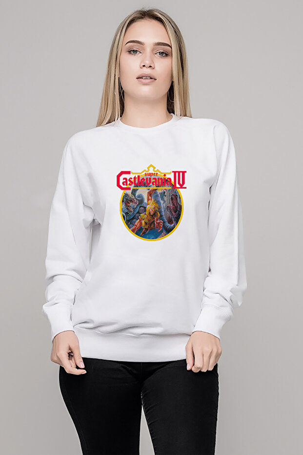 Castlevania Super Castlevania Iv Printed White Women's Knitted Sweatshirt Long Sleeve