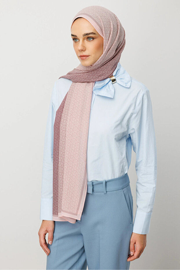 Pudra Monogram Hebei İpek Şal - 5