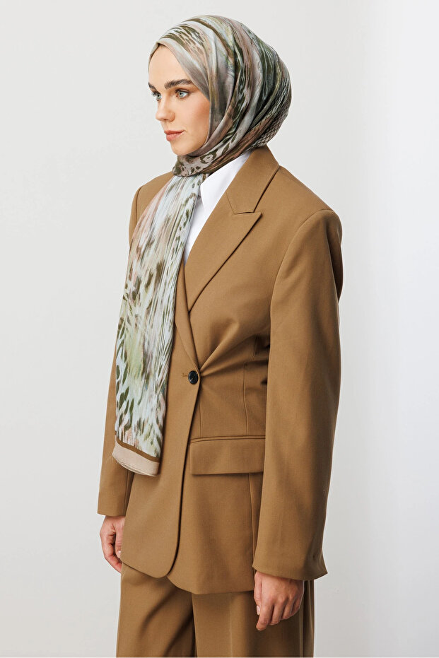 Beige Leopard Pattern Hemp Shawl - 4