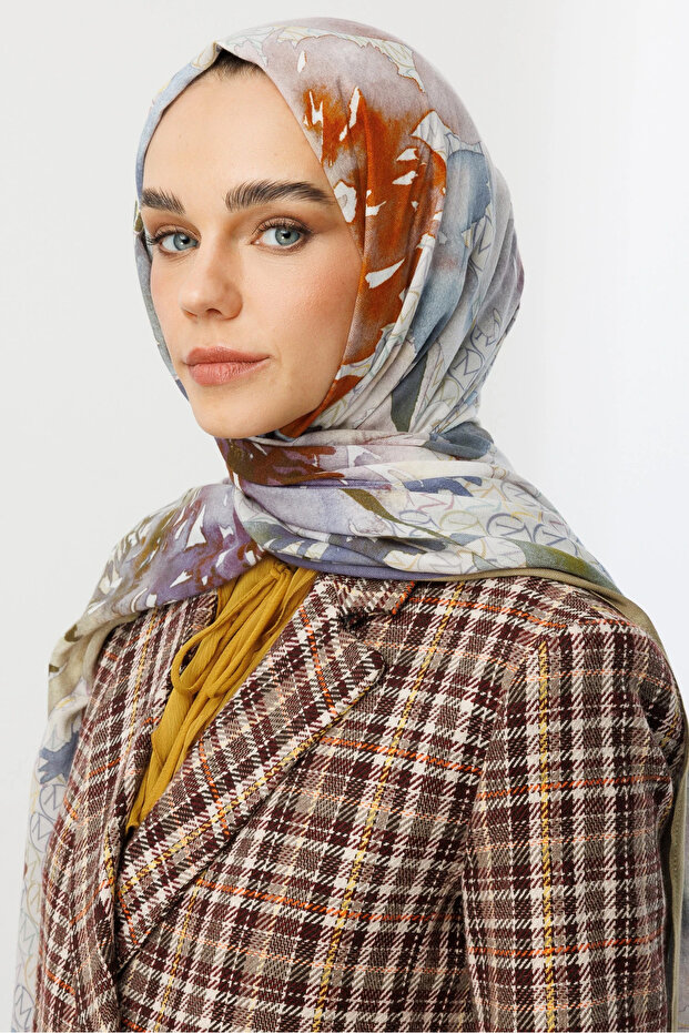 Lavender Mc Pattern Hemp Shawl - 1