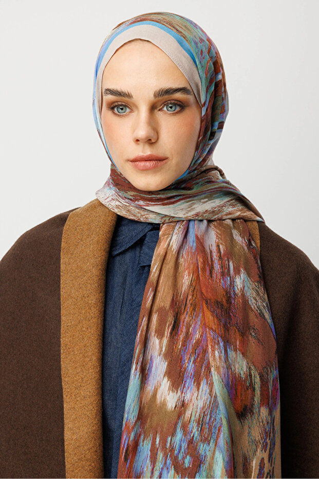 Blue Leopard Pattern Hemp Shawl - 5