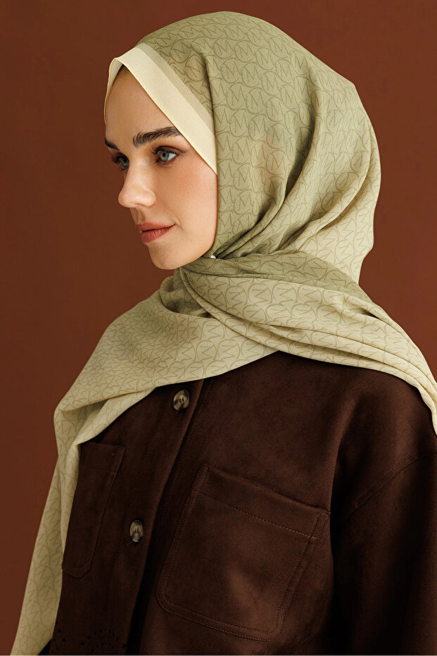 Defne Monogram Hebei İpek Şal - 1