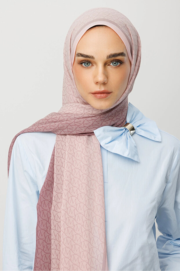 Pudra Monogram Hebei İpek Şal - 2