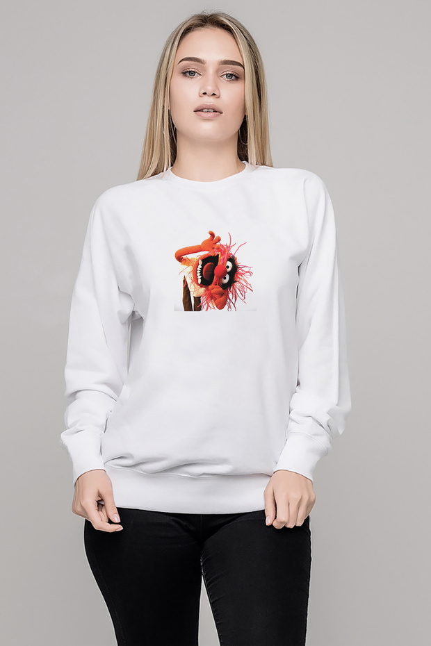 The Muppets Printed White Women's Knitted Sweatshirt Long Sleeve