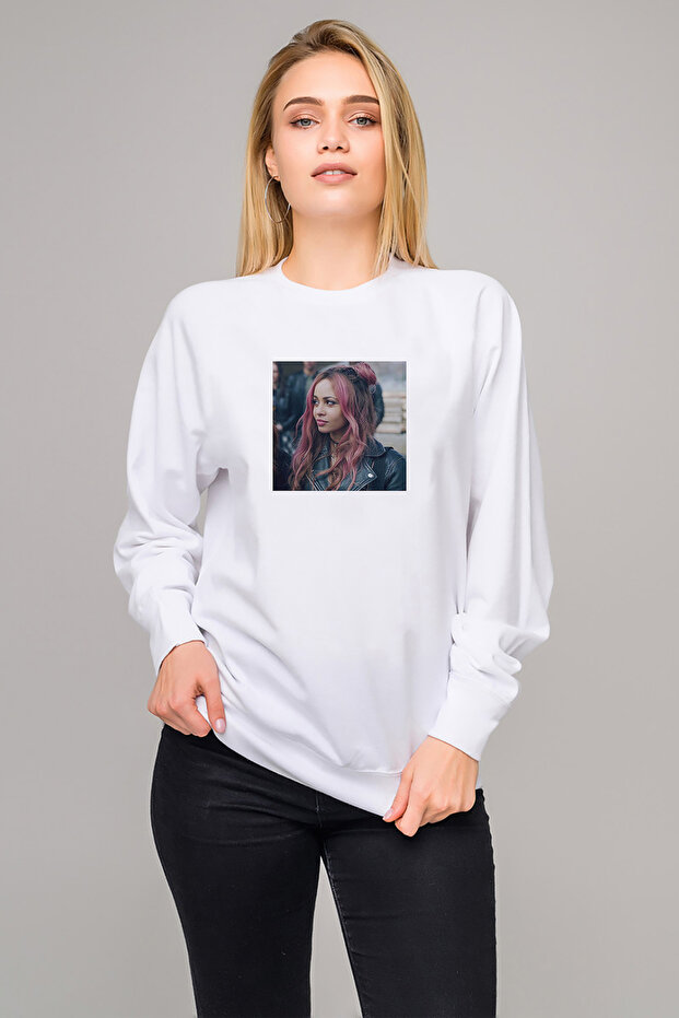 Riverdale Toni Topaz Printed White Women's Knitted Sweatshirt Long Sleeve