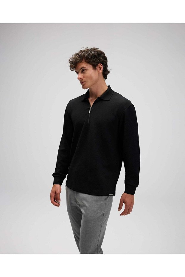 Em601-Bk-Black-Polo Sweatshirt