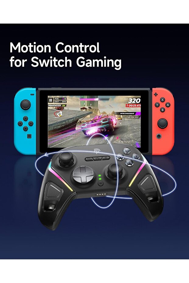 D10 Wireless Gaming Controller – Bluetooth Gamepad with TMR Joysticks & Charging Dock - 8