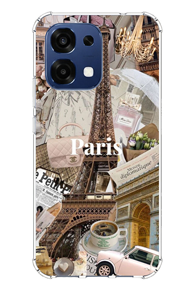 حافظة سيليكون متوافقة مع هاتف اوبو A6 برو من باريس كولاج مطبوع - 1