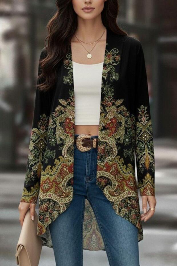 Desenli Şardonlu Dalgıç Ceket - 1