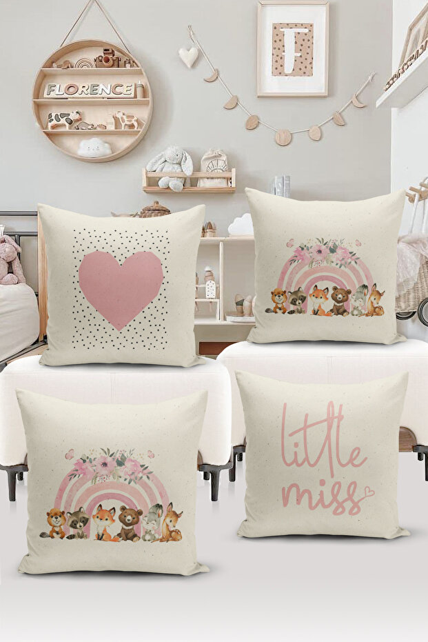 4-Piece Throw Pillow Cover Set Kids Baby Room Digital Printed