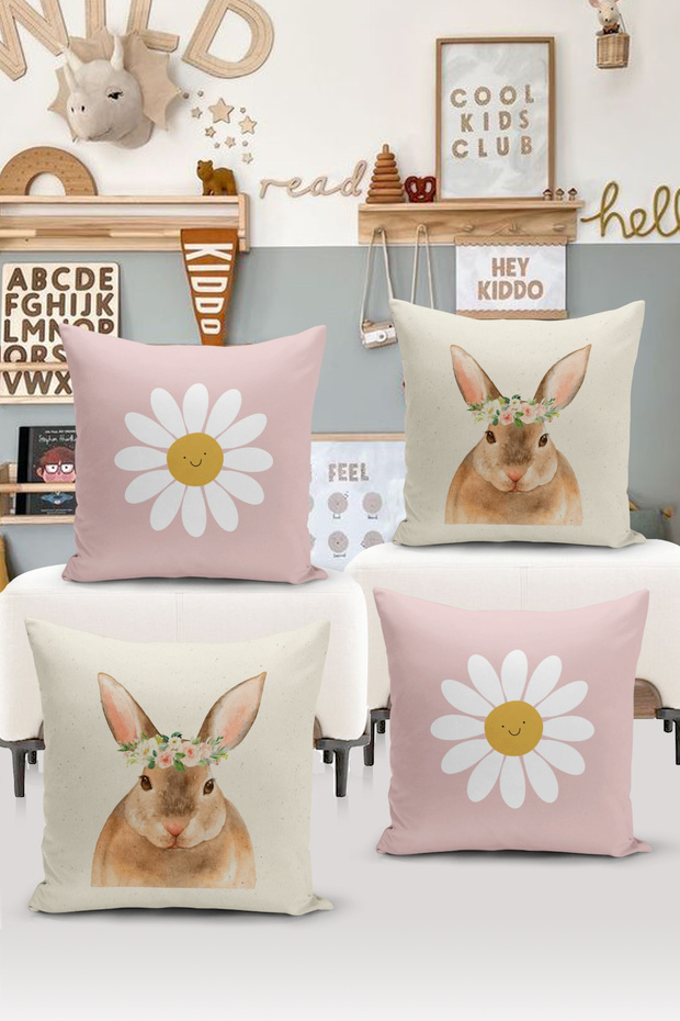 4-Piece Throw Pillow Cover Set Kids Baby Room Digital Printed