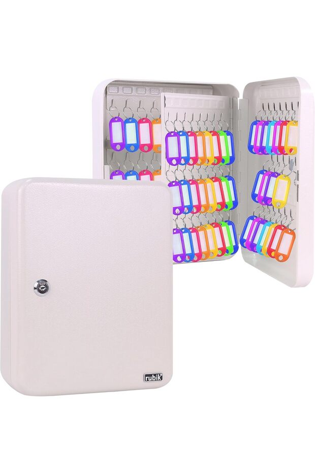 93-Keys Cabinet Metal Key Storage Safe Lock Box RBKS-93SKW (White)