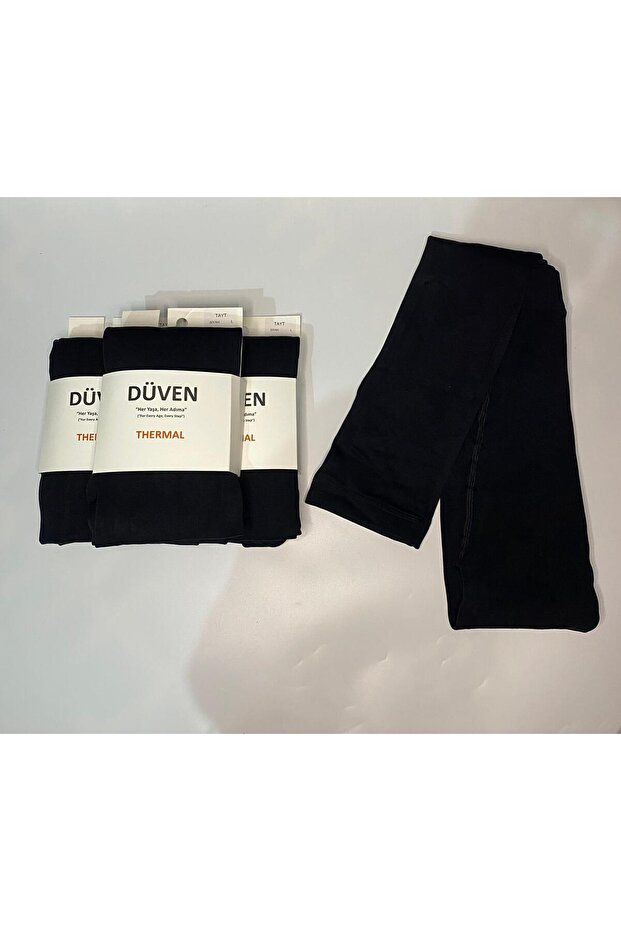 3-Piece Women's Black Thin Fleece Winter Work Thermal Leggings - Warm Thermal