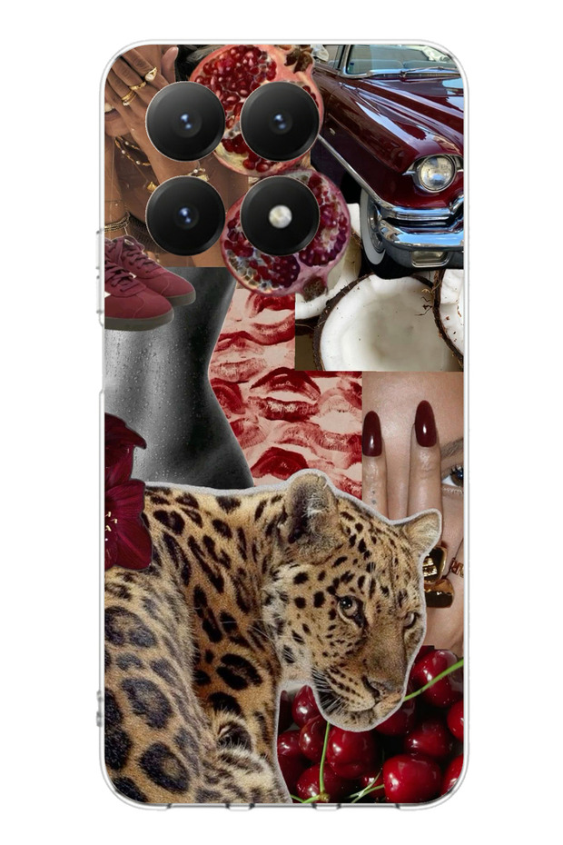 حافظة سيليكون متوافقة مع هاتف Xiaomi 15T باللون الأحمر الفهد مطبوع - 1