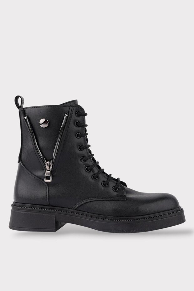 Non-Slip Sole Zippered Boots Women's Boots Black - Silver