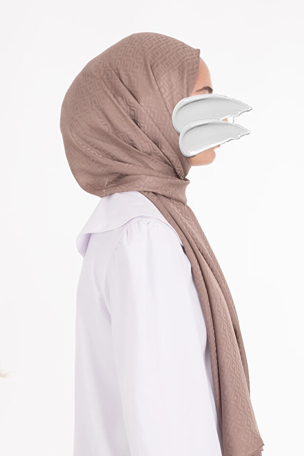 شال جاكار بنمط مربع - مينك - 5