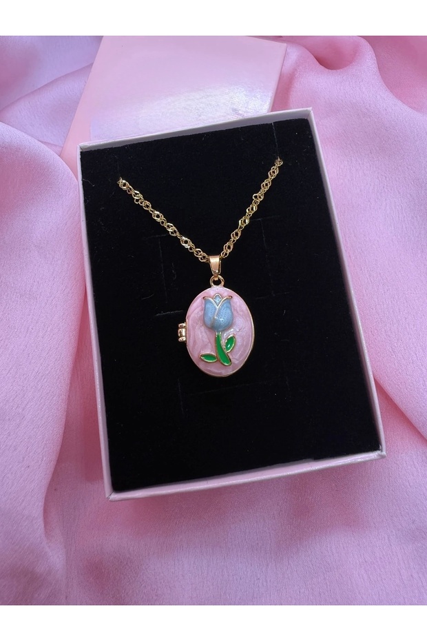 Spring Secret: Non-Fading Tulip Enamel Openable Locket Necklace