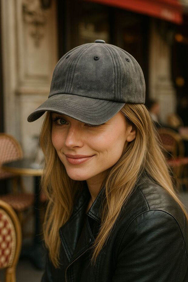 Black Vintage Cotton Women's Cap Hat