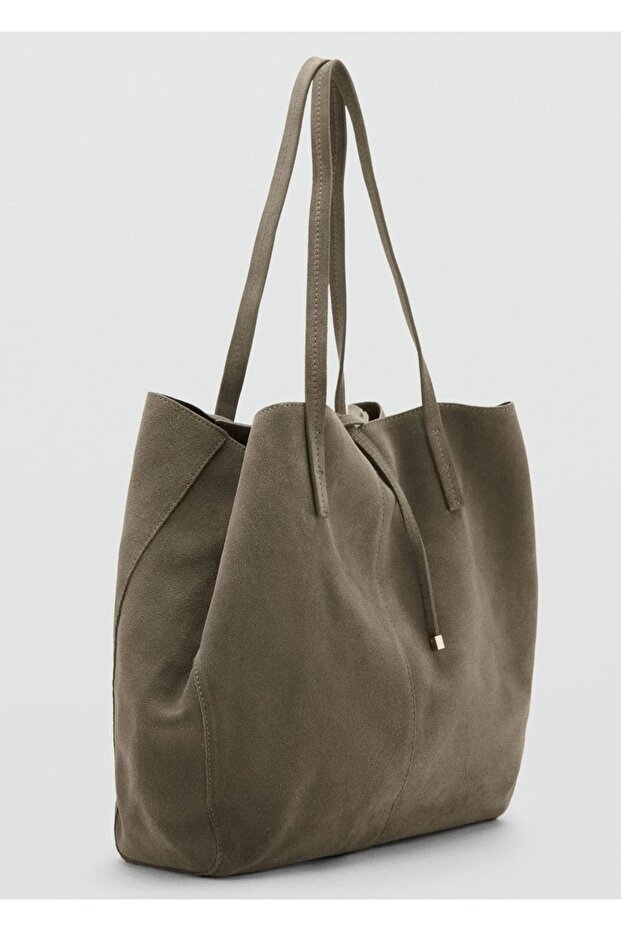 Süet shopper çanta - 1