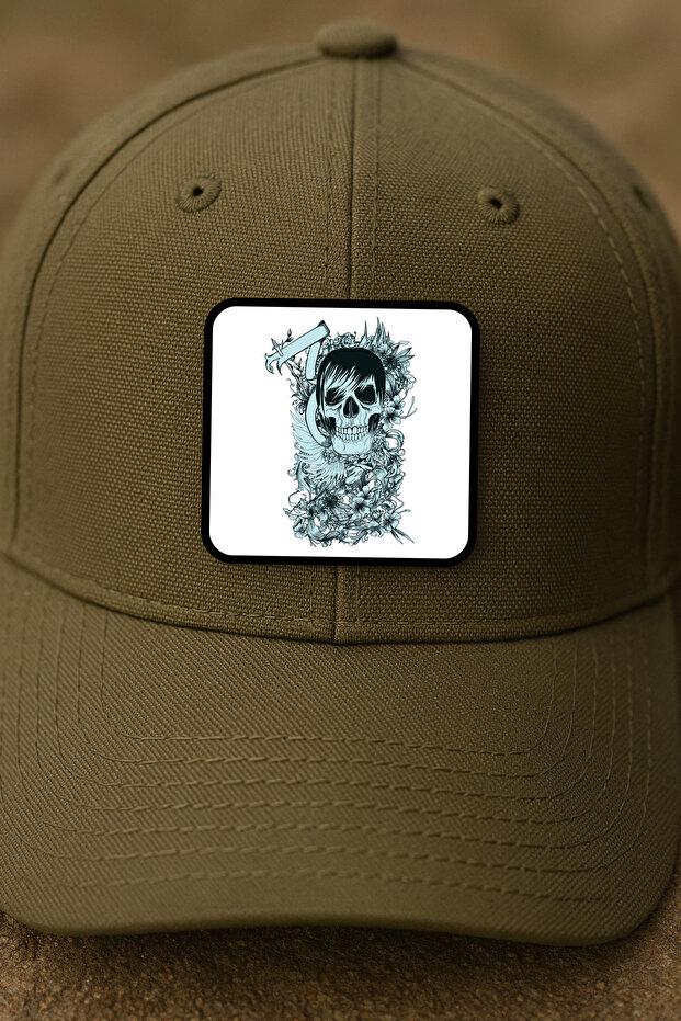 رقعة / حجاب / شعار على شكل جمجمة قوطية مغطاة بالزهور - 3