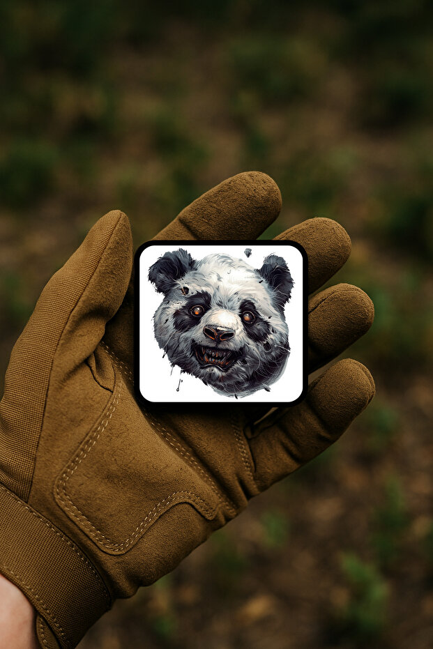 Horror Themed Aggressive Panda Printed Patch / Peç / Arma - 1