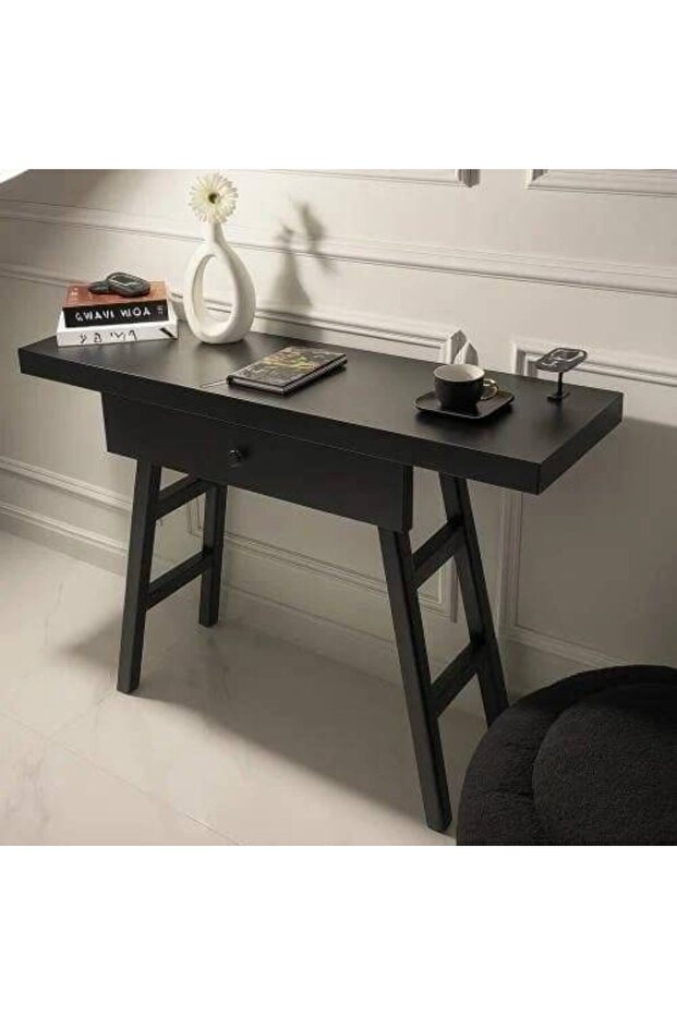 طاولة وحدة التحكم في المدخل مصنوعة من الخشب - أسود - 2