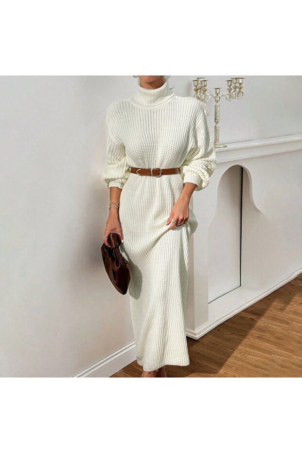 KREM TRİKO ELBİSE - 1