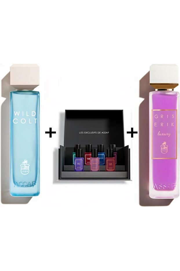 ASAF Perfume Set Gift - Wild Colt 200ml + Gris Erik 200ml + 7 Samples (Unisex)