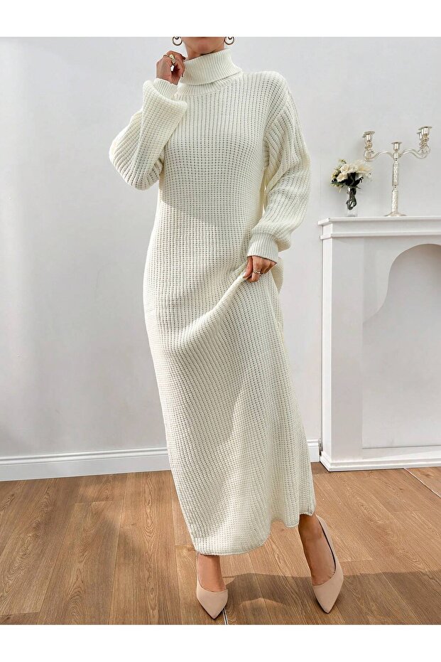 KREM TRİKO ELBİSE - 6