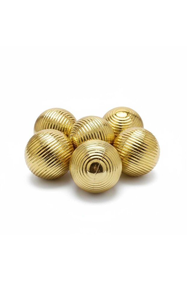 New Year Door Decoration 5 cm 6 Pieces Striped Bright Yellow Balls