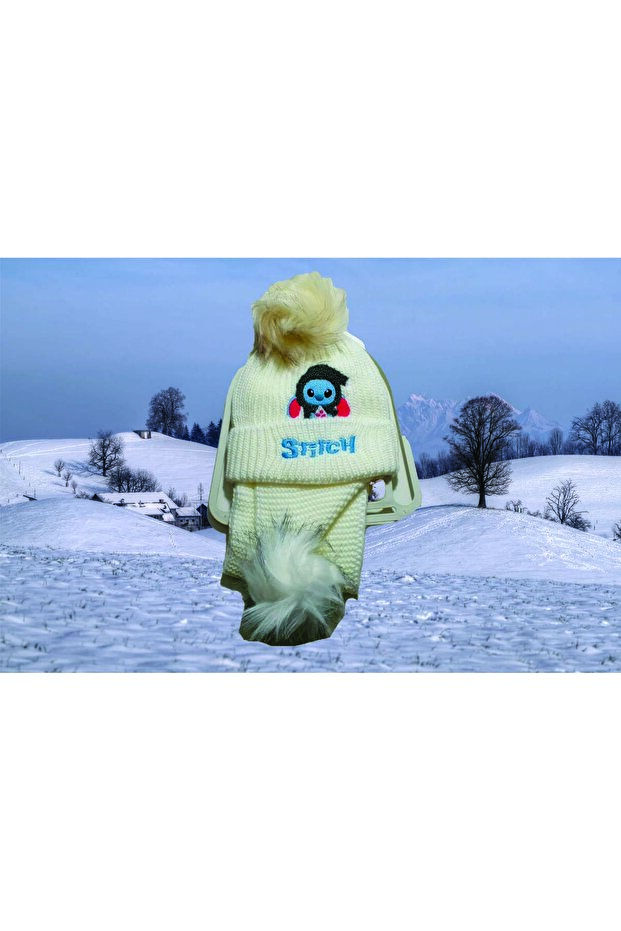 Stitch Children's Wool Scarf and Beanie Set